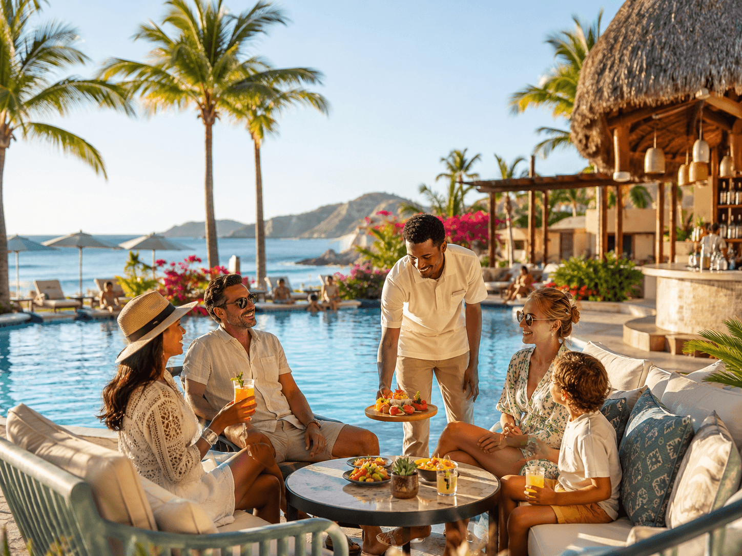 All-inclusive holidays Couple enjoying a luxury honeymoon beach holiday at sunset